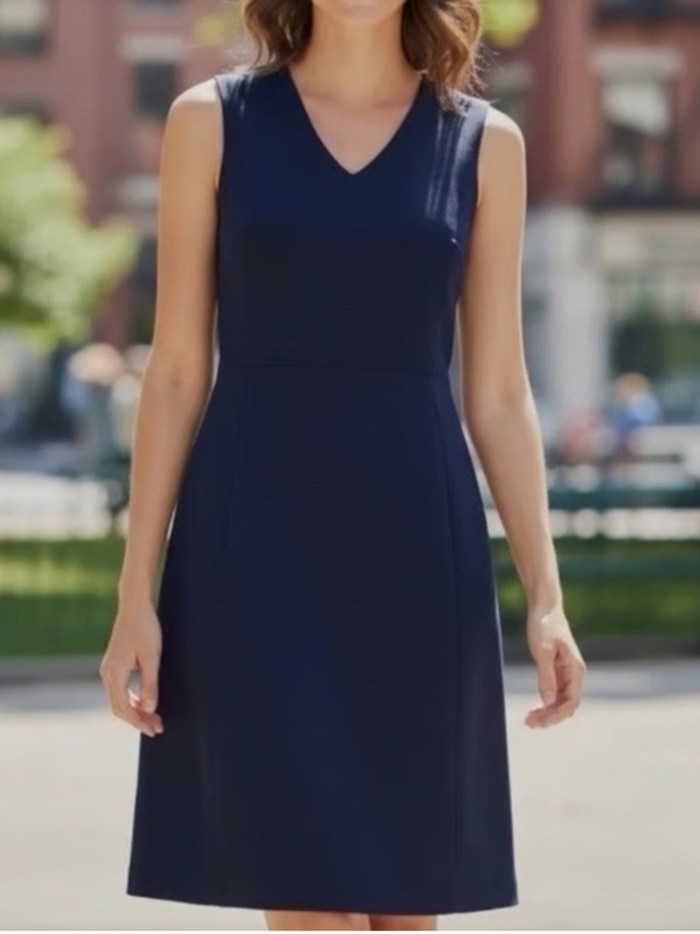 MM Lafleur Annie A-Line Dress Indigo Navy Blue Office Career Minimalist Luxury